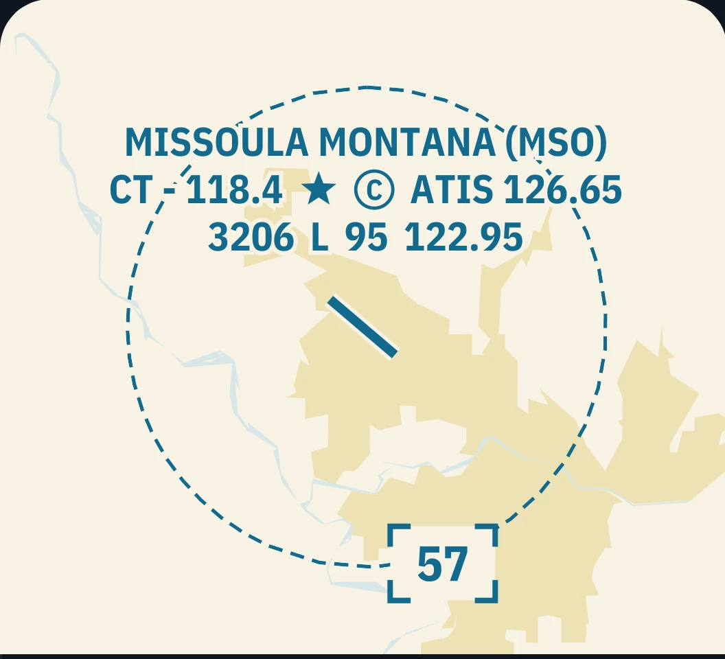 An aviation chart with the airspace and airport details used in a Pilotage lesson